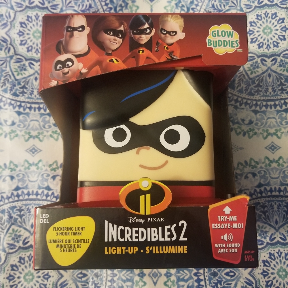 Disney Pixar Incredibles 2 Light Up Glow Buddies NightLight Lamp Violet NWT NIB